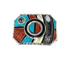 Don Dewa, Belt Buckle, Eagle Feather, Sunface, Bear, Zuni Handmade, 2"