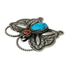 Herman Smith, Pin, Pendant, Kingman Turquoise, Coral, Butterfly, Navajo, 2 1/4"