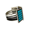 Aaron John, Bracelet, Kingman Turquoise, Inlay Cluster, Navajo, 6 1/4"