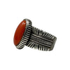 Ron Bedonie, Ring, Mediterranean Coral, Navajo Made, 9 1/2