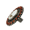 Glenn Livingston, Ring, Silvercreek Turquoise, Coral, Navajo, 9 1/2