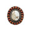 Glenn Livingston, Ring, Silvercreek Turquoise, Coral, Navajo, 9 1/2