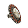 Glenn Livingston, Ring, Silvercreek Turquoise, Coral, Navajo, 9 1/2