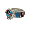 Zuni, LRN hallmark, Ring, Multi-Stone Inlay, Heart Shape, Zuni, 12 1/2