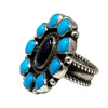 Devin Brown, Ring, Black Onyx, Kingman Turquoise, Navajo, Adjustable, 10