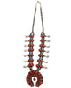 Derrick Gordon, Squash Blossom Necklace, Mediterranean Coral, Navajo Made, 29"