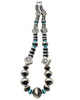 NS, Necklace, Earrings, Silver Beads, Turquoise, Navajo, 32"