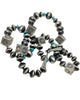 NS, Necklace, Earrings, Silver Beads, Turquoise, Navajo, 32"