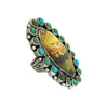 Geraldine James, Ring, Bumble Bee Jasper, Royston Turquoise, Navajo, 8 3/4"