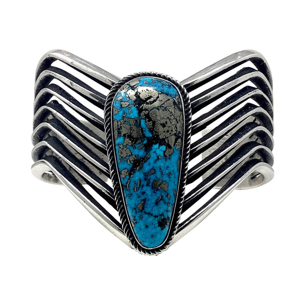 Aaron Anderson, Bracelet, Persian Turquoise, Navajo, 6 3/4