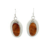 Harold Joe, Earrings, Orange Spiny Oyster shell, Sterling Silver, Navajo Handmade, 2 1/8"