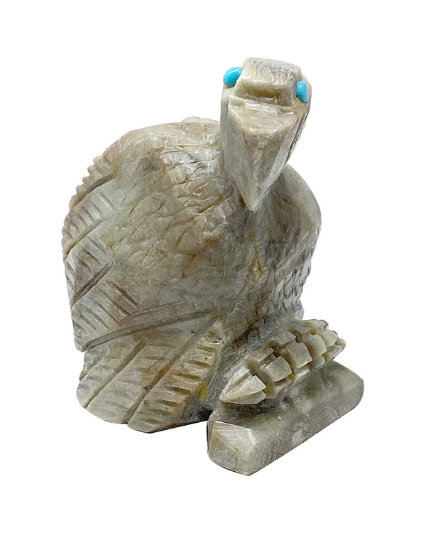 Dana Malani, Fetish, Vulture, Picasso Marble, Turquoise, Zuni, 1 5/8