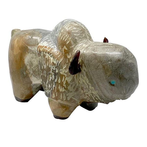 Freddie Leekya, Fetish, Buffalo, Picasso Marble, Zuni, 1 5/8”