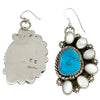 Chris Etsitty, Dangle Earring, Turquoise, White Shell, Navajo Handmade, 2”