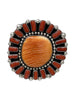 Melvin & Tiffany Jones, Ring, Orange Spiny, Mediterranean Coral, Navajo, 8 1/2