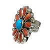 Ranee Frank, Ring, Nevada Turquoise, Red Spiny Oyster, Navajo, 8