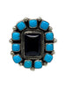 Devin Brown, Ring, Kingman Turquoise, Onyx, Navajo, 10 1/2