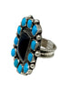 Devin Brown, Ring, Kingman Turquoise, Onyx, Navajo, 10 1/2