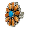 Ranee Frank, Ring, Nevada Turquoise, Orange Spiny Oyster, Navajo, 7