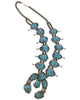 Freddie Maloney, Squash Blossom Necklace, Egyptian Turquoise, Navajo Made, 30”