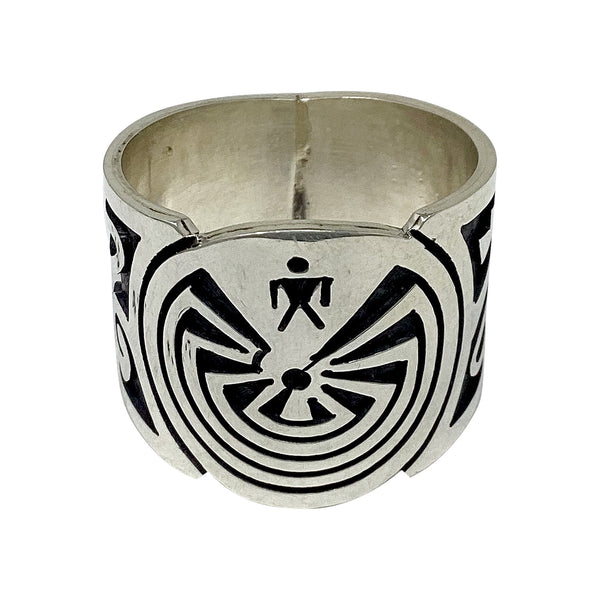 Patrick Tewawina, Ring, The Man In the Maze, Hopi Handmade, 14 1/2