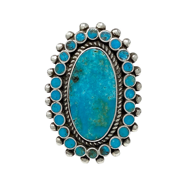 Vincent Shirley, Ring, Kingman Turquoise, Navajo, 8 1/2