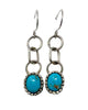 Landon Secatero, Earring, Kingman Turquoise, Silver, Navajo Handmade, 1 3/4”