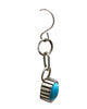 Landon Secatero, Earring, Kingman Turquoise, Silver, Navajo Handmade, 1 3/4”