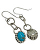 Landon Secatero, Earring, Kingman Turquoise, Silver, Navajo Handmade, 1 3/4”