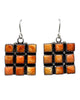 Ernest Rangel, Earrings, Square stones, Orange Spiny Oyster Shell, Navajo Handmade, 1 1/2"