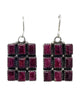 Ernest Rangel, Earrings, Square stones, Purple Spiny Oyster Shell, Navajo Handmade, 1 1/2"