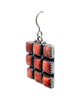 Ernest Rangel, Earrings, Square stones, Red Spiny Oyster Shell, Navajo Handmade, 1 1/2"