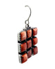 Ernest Rangel, Earrings, Square stones, Red Spiny Oyster Shell, Navajo Handmade, 1 1/2"