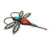 Herman Smith, Pin, Pendant, Dragonfly, Spiny Oyster, Kingman Turquoise, Navajo, 3 1/2"