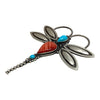 Herman Smith, Pin, Pendant, Dragonfly, Spiny Oyster, Kingman Turquoise, Navajo, 3 1/2"