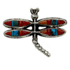 Lester James, Pendant, Tufa, Mediterranean Coral, Kingman Turquoise, Dragonfly, 2"