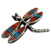 Lester James, Pendant, Tufa, Mediterranean Coral, Kingman Turquoise, Dragonfly, 2"