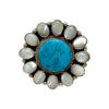 Geraldine James, Ring, Cluster, Mother of Pearl, Kingman Turquoise, Navajo, 8