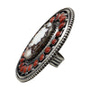 Glenn Livingston, Ring, Wild Horse Turquoise, Coral, Navajo, 10 1/2 (Adjustable)