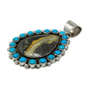 Geraldine James, Pendant, Cluster, Bumblebee Jasper, Kingman Turquoise, Navajo, 2 3/4"