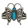 Herman Smith, Bracelet, Butterfly, Kingman Turquoise, Navajo Handmade, 6 3/8"