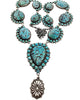 Julian Chavez, Necklace, Chinese Turquoise, Cluster, Navajo Handmade, 42"