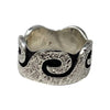 Ruben Saufkie, Ring, Sterling Silver Overlay, Swirls, Hopi Handmade, 9 1/4