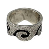 Ruben Saufkie, Ring, Sterling Silver Overlay, Swirls, Hopi Handmade, 9 1/4