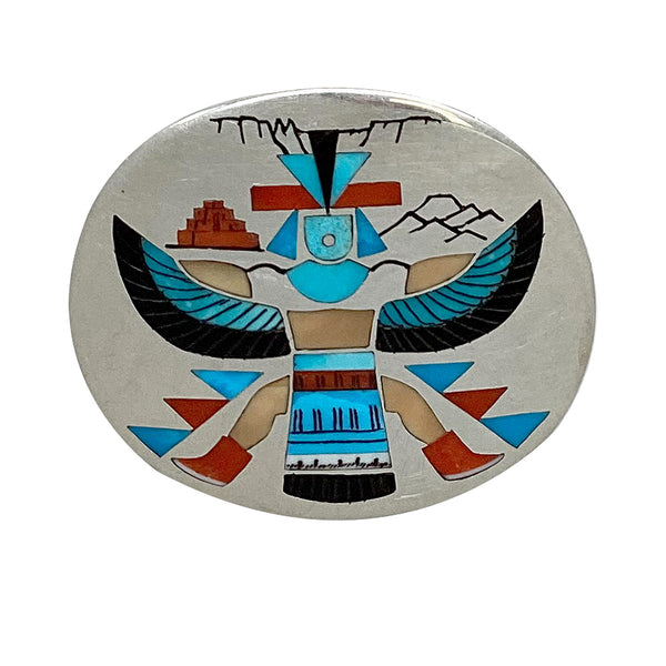 Harlan Coonsis, Pin, Pendant, Achiya Ladaba, Multi Stone, Zuni, 1 3/4