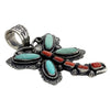 Richard Yazza, Pendant, Dragonfly, Kingman Turquoise, Coral, Navajo Made, 4"