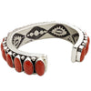 Rita Lee, Row Bracelet, Mediterranean Coral, Heavy, Navajo Handmade, 6 5/8"