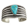 Stanford Yazzie, Bracelet, Kingman Turquoise, Tufa Cast, Navajo Handmade, 6 5/8"