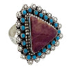 Darlene Begay, Ring, Turquoise, Spiny Oyster Shell, Navajo Handmade, Adjustable