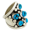 Landon Secatero, Ring, Kingman Turquoise, Cluster, Silver, Navajo Made, 8 3/4